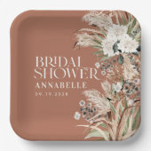 Bridal shower pampas modern elegant terracotta paper plates (Front)