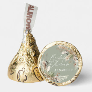 Bridal shower pampas modern sage green elegant hershey®'s kisses®