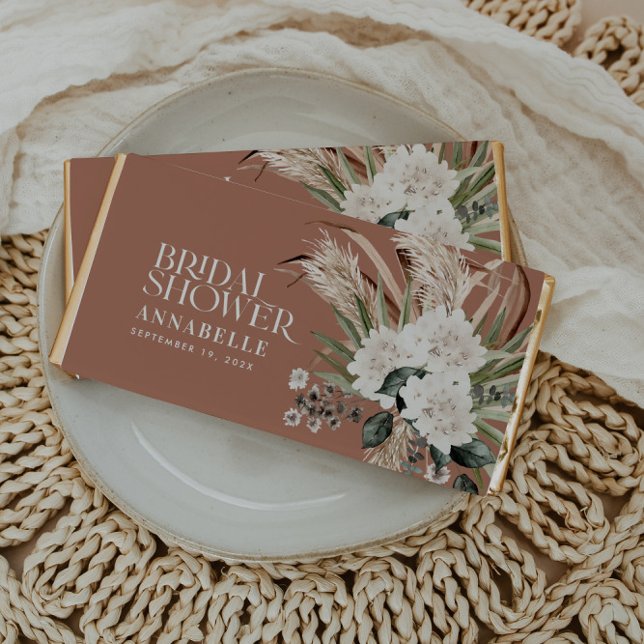 Bridal shower pampas terracotta modern boho party  hershey bar favors (Creator Uploaded)