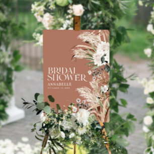 Bridal shower pampas terracotta modern terracotta poster