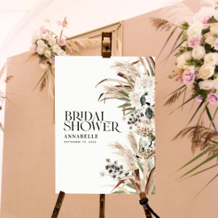 Bridal shower pampas welcome modern boho party foam board
