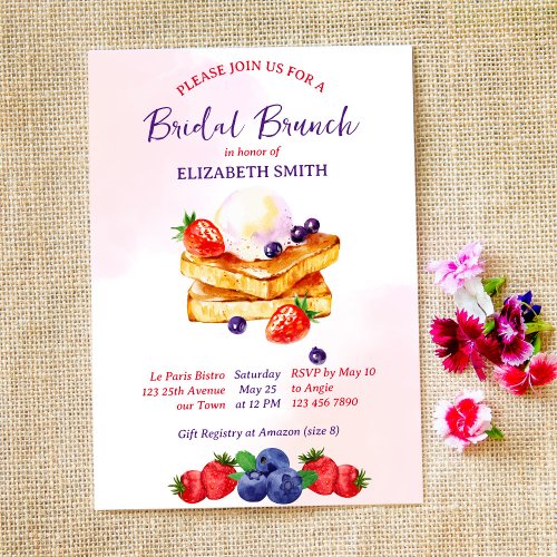 Bridal shower pancakes ice cream berries invitation