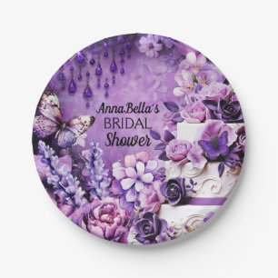Bridal Shower Paper Plate – Purple Reverie Garden 