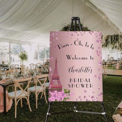 Bridal Shower Paris blush eiffel tower welcome Foam Board