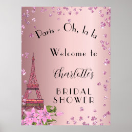 Bridal Shower Paris blush eiffel tower welcome Poster