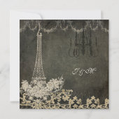 Bridal Shower Paris Chandelier Vintage Typography Invitation (Back)
