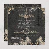 Bridal Shower Paris Chandelier Vintage Typography Invitation (Front/Back)