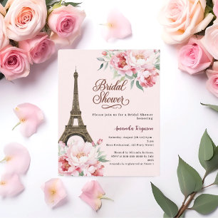 Bridal shower Paris Eiffel tower pink invitation