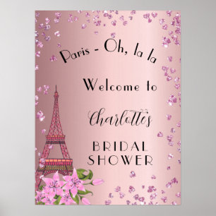 Bridal Shower Paris eiffel tower pink welcome Poster
