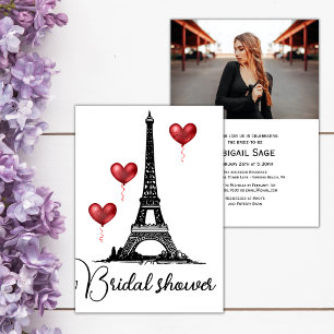 Bridal Shower Paris, Eiffel Tower, Red Balloons Invitation