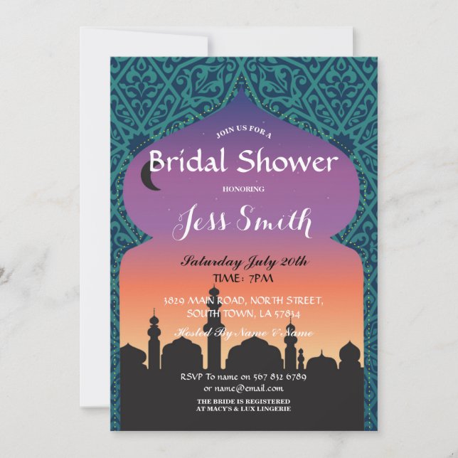 Bridal Shower Party Arabian Nights Invite Moroccan (Front)