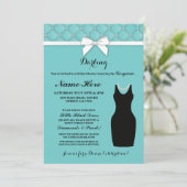 Bridal Shower Party Blue Black Dress Pearls Invite (Standing Front)