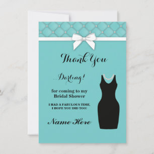 Bridal Shower Party Blue Black Thank You Cards