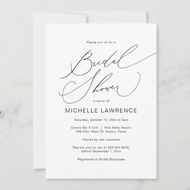 Bridal Shower Party Celebration, Modern Romance Invitation (Front)