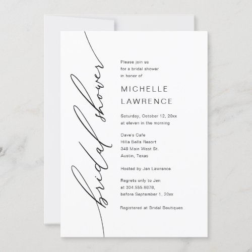 Bridal Shower Party Celebration Modern Romantic Invitation