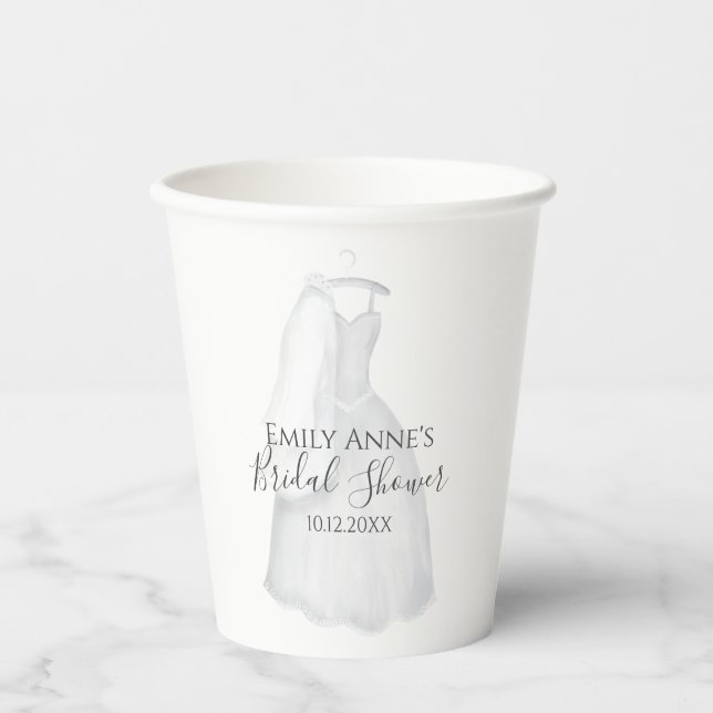 Bridal Shower Party Elegant Wedding Personalized Paper Cups (Front)