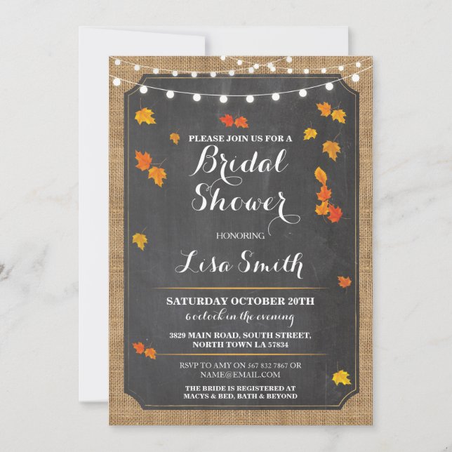 Bridal Shower Party Fall Rustic Lights Invitation (Front)