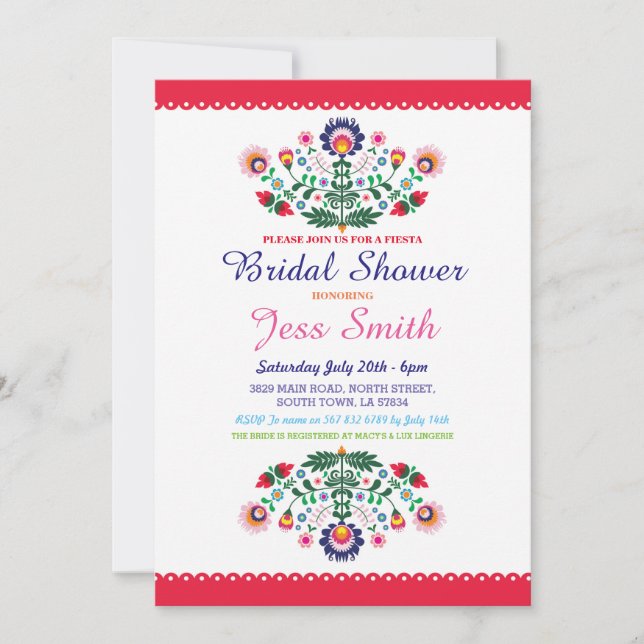 Bridal Shower Party Fiesta Mexican Floral Invite (Front)
