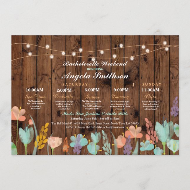Bridal Shower Party Floral Itinerary Bachelorette Program (Front)