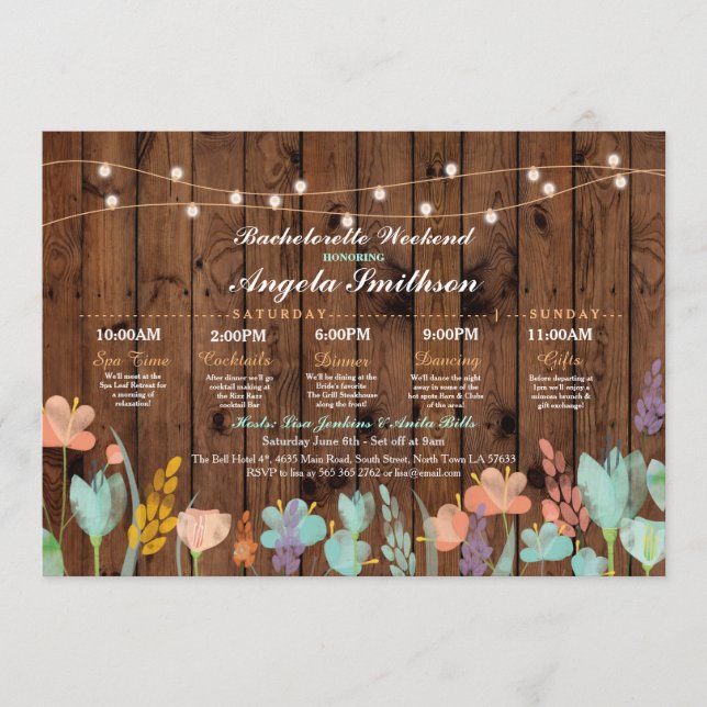 Bridal Shower Party Floral Itinerary Bachelorette Program (Front)