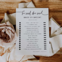 Bridal Shower Party Game Activity Card G400