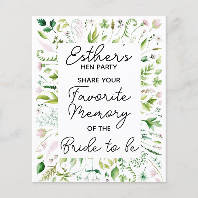 Bridal shower party game favorite memory wedding (Front)