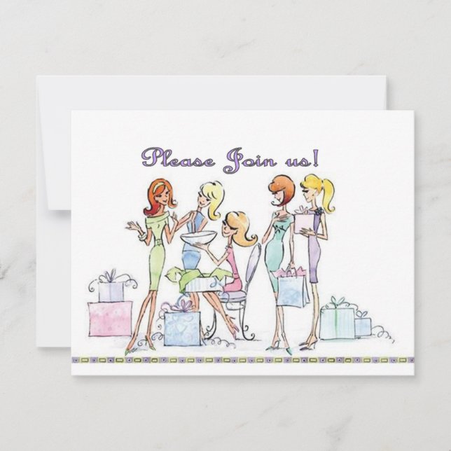 Bridal shower Party Glamour Girl Invitations (Front)