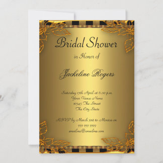 Bridal Shower Party Gold and Gold Frame Invitation