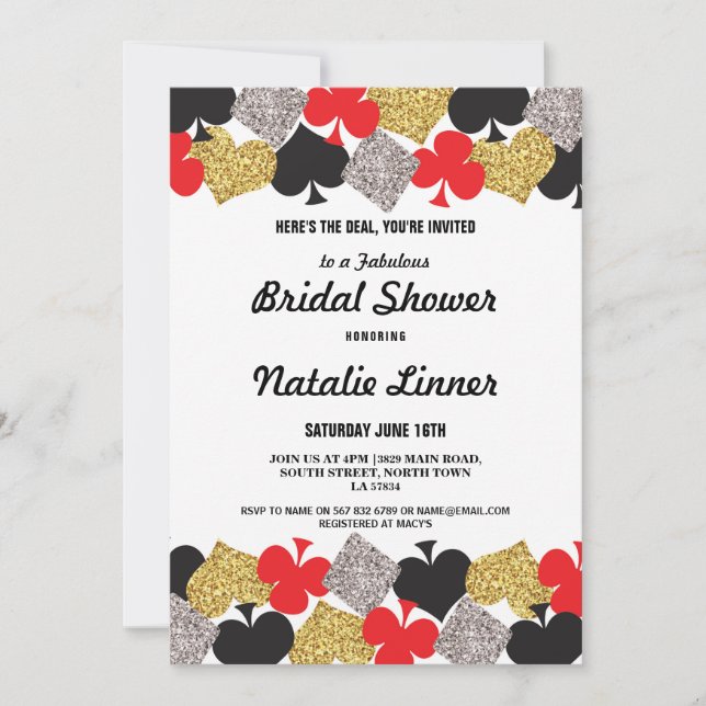 Bridal Shower Party Las Vegas Casino Royale Invite (Front)