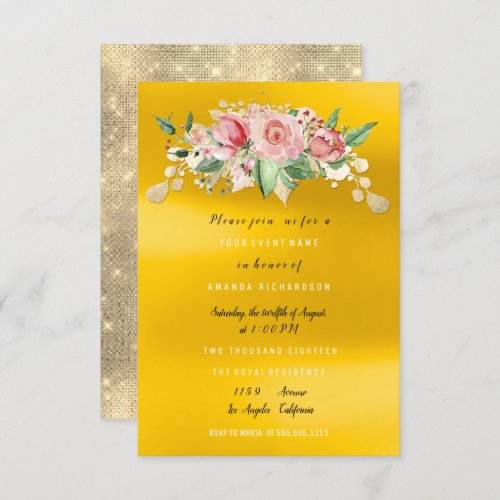 Bridal Shower Party Pink Painted Flower Watercolor Invitation