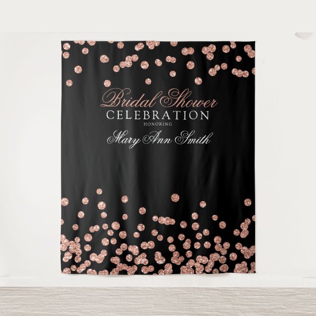 Bridal Shower Party Rose Gold Confetti Backdrop (Front)