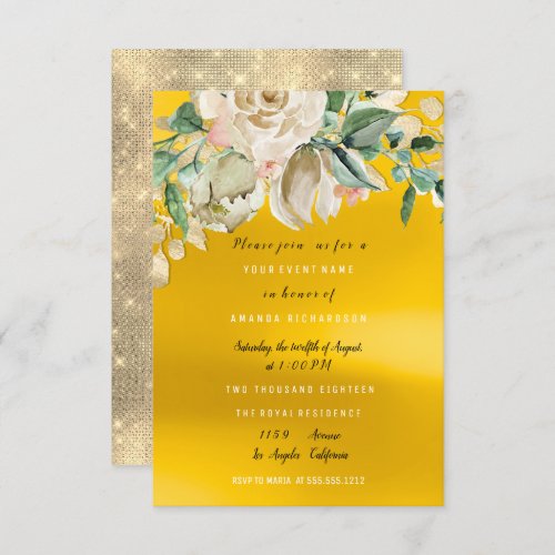 Bridal Shower Party Rose Painted Flower Watercolor Invitation