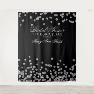 Bridal Shower Party Silver Confetti Tapestry
