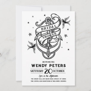 Bridal Shower Party Traditional Tattoo Anchor Invitation