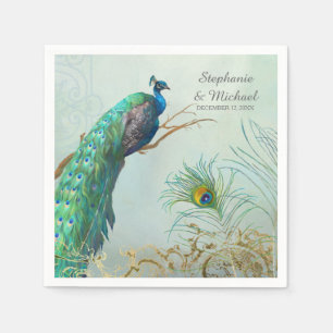 Bridal Shower Party Vintage Peacock Tree Branch Napkins