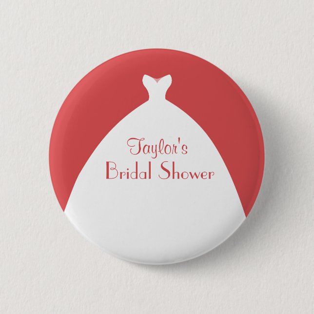 Bridal Shower Party Wedding Gown Button (Front)