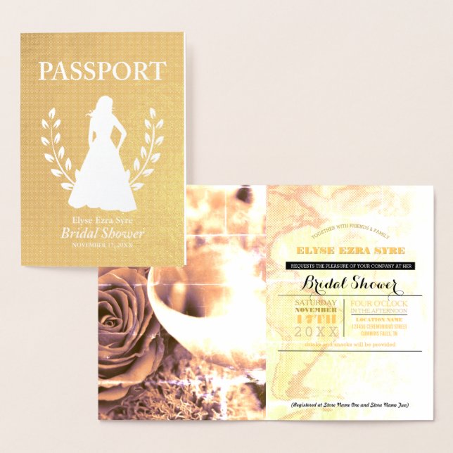 Bridal Shower passport gold foil Foil Card (Display)