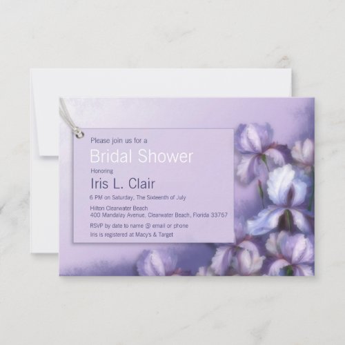 Bridal Shower Pastel Purple Iris Floral Invitation