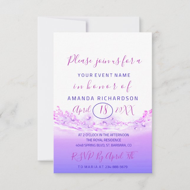 Bridal Shower Pastels Pink Wave Ocean Tropic Ombre Invitation (Front)