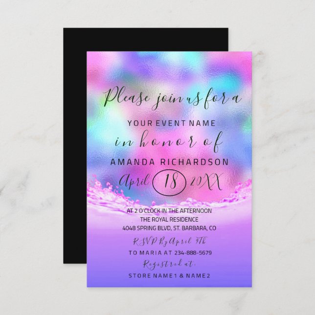 Bridal Shower Pastels Pink Waves Ocean Bubbles Invitation (Front/Back)