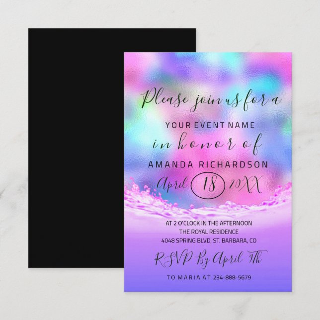 Bridal Shower Pastels Pink Waves Ocean Mermaid Invitation (Front/Back)