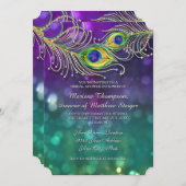 Bridal Shower Peacock Feather Jeweled Feathers Invitation (Front/Back)