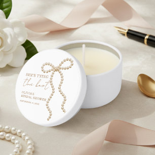 Bridal Shower Pearl Bow She's Tying the Knot Mini Candle Favors