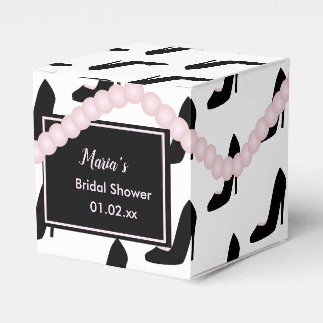 Bridal Shower Pearls and Heals Wedding Favor Boxes (Front Side)