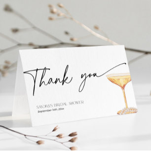 Bridal Shower Pearls and Prosecco Letterpress Thank You Card