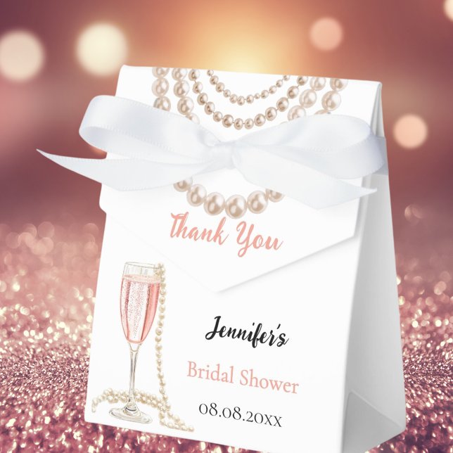 Bridal Shower pearls Prosecco pink bubbles Favor Boxes (Creator Uploaded)