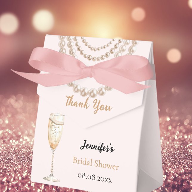 Bridal Shower pearls Prosecco pink bubbles Favor Boxes (Creator Uploaded)