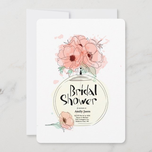 Bridal Shower Perfume Bottle with flowers Invitation (Front)