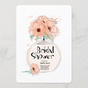 Bridal Shower Perfume Bottle with flowers Invitation