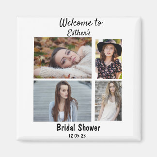 Bridal Shower Personalized 4 Photo Collage Magnet